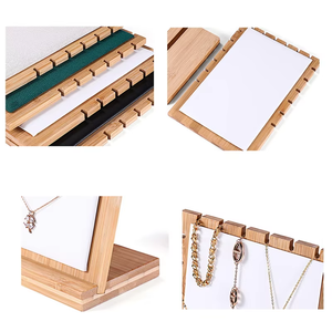 Cajas de Joyería de Terciopelo Rosa, Cuero Blanco y Negro, con Base de Bambú, Personalizables con Logotipo, Elegantes Exhibidores para Minoristas - Product Image 4