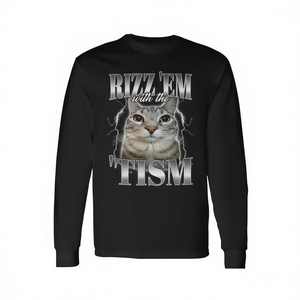 Camiseta de manga larga Rizz Em With The Tism Meme Autistic Silly Cat - Product Image 2
