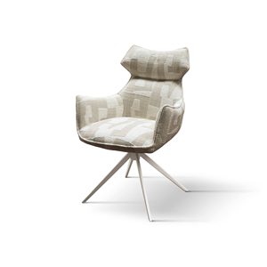 Sillón Giratorio Ornella, Tapicería de Tela Gris Paloma Blanca, Base de Metal, Silla de Oficina para Interiores - Product Image 1