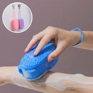 Brosse de bain en silicone souple entièrement naturelle, éponge de douche moussante double face avec design personnalisé, service OEM ODM, usine - Product Image 3