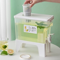 Récipient pour eau froide de la maison d'été, jus de fruits et citron, boisson, thé glacé, bouilloire de 3,5 L, support de stockage avec robinet