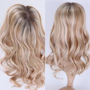 Nouveauté 2026 : Topper en <span class=keywords><strong>cheveux</strong></span> humains Remy vierges européens de qualité supérieure, toutes couleurs, pour balayage avec racines foncées pour femmes - Product Image 2