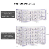 Organisateur de rangement transparent en acrylique à 120 compartiments pour pierres précieuses, boucles d'oreilles, bagues et bijoux, avec tiroirs de rangement pour cadeaux