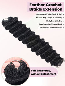 Extensions de cheveux humains au crochet FH Miracle Knot Feather, pré-séparées, Deep Wave, Body Wave, sans nœuds, sans colle, pour tresses - Product Image 2