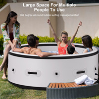 Offre Spéciale 4-6 personnes Fibre Tech brossé Construction bain à remous gonflable 150 jets d'air massage à bulles 6 lumières ambiantes