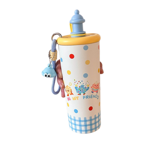 Bouteille <span class=keywords><strong>d</strong></span>'<span class=keywords><strong>eau</strong></span> isotherme de 700 ml avec imprimé de dessin animé fantaisiste, gourde en acier inoxydable pour enfants avec couvercle en forme de château - Product Image 3