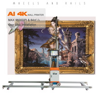 16 ㎡ Impresora de Pared 3D 5D Automática UV Vertical con Ruedas y Rieles, 9600DPI AI 4K, Precio por Hora