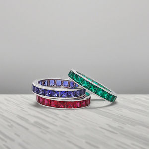 Paston Personalizzato 3x3mm Taglio Principessa Smeraldo Zaffiro Rubino Coltivati in Laboratorio Montatura a Castone Placcato Rodio Gioielli da Donna per Matrimonio Festa Argento Sterling 925 - Product Image 4