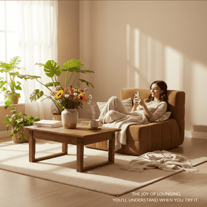 Sillón de Corduroy con Diseño Waffle en Color Crema, Sofá Compacto, Mueble Ecológico Ajustable para Sala de Estar, Apartamento u Hotel - Product Image 5