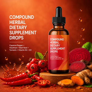 Complément alimentaire liquide oral pour adultes au poivre de Cayenne, hawthorne, racine de betterave et curcuma, 60 ml, avec Vitamine K2+D3 - Product Image 2