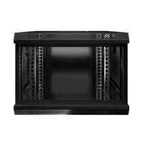 Kabinet Jaringan Dinding 9U 520x400mm 19-Inci Pintu Kaca Kompak Dapat Dikunci Rak Server Baja SPCC Pusat Data CCTV Grosir