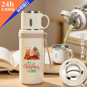 Thermos en acier inoxydable de Noël 1000 ml, isolation 24h avec poignée pour les sports de plein air et les cadeaux - Product Image 2