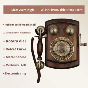 Téléphone antique en bois massif de style européen Téléphone mural classique fixe rétro sans fil avec insertion de <span class=keywords><strong>carte</strong></span> Téléphones à fil - Product Image 5