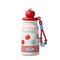 Botol Mini Bergaya Apple, Termos Hadiah Berpenampilan Menarik; Cangkir Sedotan Vakum Isolasi Baja Tahan Karat 316, Anti Bocor, Anti Bau