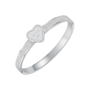 Rvs Vrouw Hoge Kwaliteit Beroemde Designer Merken Armbanden Populaire Luxe Cz Stone Heart Bangle Armband Sieraden