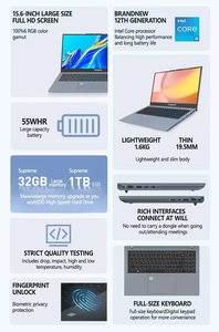 16 जीबी डीवीडी के साथ 15.<span class=keywords><strong>6</strong></span> इंच अल्ट्रा पतला लैपटॉप 16 जीबी रैम 512 जीबी एसएसडी आईपीएस स्क्रीन नोटबुक-व्यक्तिगत और घरेलू उपयोग के लिए नया अंग्रेजी उपयोगकर्ता - Product Image 6