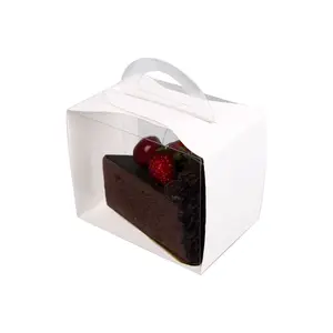 Индивидуальная маленькая бумажная коробка для торта, пластиковая упаковка для тортов, пекарни, коробка для лечения тортов, прозрачная коробка с одной мышкой и ручкой