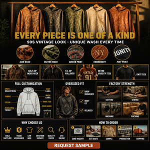 OEM 480GSM Heavyweight Fleece Full Zip up Hoodie Washed Faded Vintage Boxy Drop Shoulder Men Fall Winter Ribbed Hem Durable - Product Image 5