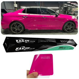 Pellicola Adesiva per <span class=keywords><strong>Auto</strong></span> PET Rosso Rosa Cristallo Lucido, Rivestimento Autoadesivo Colorato Senza Bolle d'Aria 1,52*17M, Vinile Satinato per Car Wrapping con Scheda Colori - Product Image 1