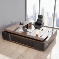 Bureau de direction de luxe léger, grand bureau simple et moderne en bois épaissi en forme de L, chaise de bureau de haute qualité