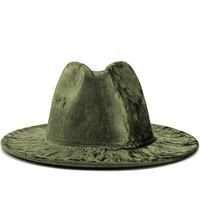 Chapeau Fedora à large bord en velours marbré en gros - Unisexe, pour les fêtes et les affaires, chapeau d'extérieur