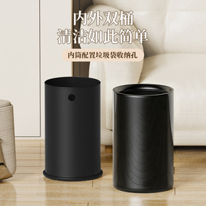 Poubelles rondes en acier inoxydable personnalisées, à double paroi et épaissies, adaptées à un usage domestique et commercial, bureau. - Product Image 3