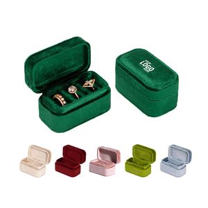 Caja de Joyería de Terciopelo Beige Personalizada al por Mayor, Embalaje de Regalo Portátil para el Día de San Valentín para Anillos, Estilo Moderno con Logotipo - Product Image 1