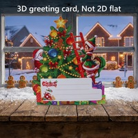 Kartu Ucapan 3D Pop-Up Pohon Natal Santa Claus Elf; Hadiah Hewan Peliharaan Lucu Desain Minimalis Modern Kertas Khusus; Kartu Natal