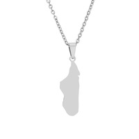 Collier tendance en acier inoxydable avec pendentif drapeau et carte, hypoallergénique, inaltérable et étanche, pour femmes et hommes