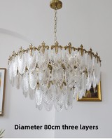 Lustre vintage de luxe en fer et verre, finition laiton antique, suspension centrale, commande intelligente, style rétro français, lampe de plafond suspendue en forme de feuille