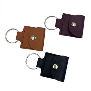 Wholesale Pu Leather Organizer Keychain Customizable Snap Button <b>Mini</b> <b>Pouch</b> for Sale Cable Key Ring Portable Storage Bag - Product Image 5