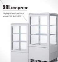 Équipement de cuisine de restaurant, mini réfrigérateur, petit réfrigérateur commercial pour bar, vitrine de boissons, comptoir, refroidisseur à 4 côtés en verre pour boissons froides