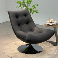 Fauteuil pivotant d'appoint en cuir au design moderne haut de gamme avec rotation à 360° pour chambre à coucher, appartement, hôtel et salon, mobilier de maison
