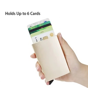 Nouveau porte-cartes bancaire élégant à ouverture automatique avec blocage RFID, logo personnalisé, en alliage d'aluminium, poche à cartes en métal - Product Image 6