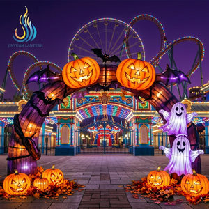Arco Gigante per Esterni a Tema Halloween con Zucca, Teschio di Zucchero e Pipistrello, Lanterna per Eventi e Decorazioni del Giorno dei Morti - Product Image 5