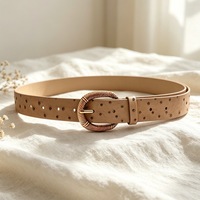 Ceinture en similicuir à motif d'autruche avec boucle à ardillon dorée pour fille