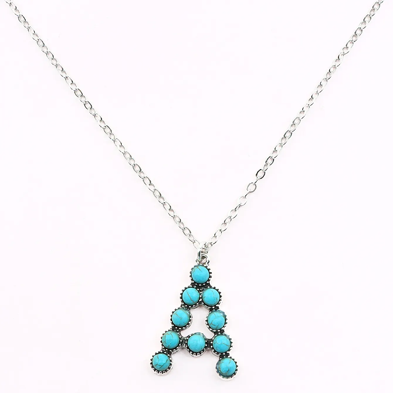 Westelijke Turquoise Beginletter Hangende Ketting Natuursteen Ketting