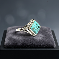 Bague en argent sterling 925 avec pierre turquoise naturelle Bague pour homme et femme de 8 mm Bijoux en pierres précieuses Bague turquoise