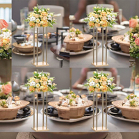 Support à fleurs de mariage rectangulaire moderne de luxe en métal doré, décoration de table d'événement de haute qualité et fournitures de mariage, décoration de la maison, cadeau