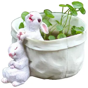 批发口袋兔子花盆可爱装饰容器肉质花盆室内室外花盆书桌装饰