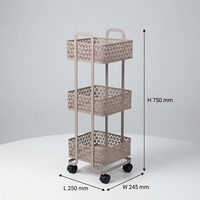 Chariot utilitaire roulant en métal à 3 niveaux avec paniers en maille creuse, organisateur mobile de rangement fin, écologique et moderne, pour épices, outils et cuisine