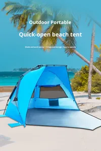 Carpa de Playa Familiar para Acampar en Verano, de Una Habitación, Doble Capa, con Revestimiento Plateado, Protección UV, Toldo, Instalación Instantánea, Impermeable - Product Image 3