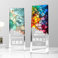 Trofeo de Cristal Personalizado, Recuerdos de Competición, Trofeo de Cristal de Color Personalizado, Impresión UV, Trofeo de Premio Minimalista Grabado