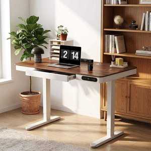 Scrivania Ergonomica Regolabile in Altezza in Acciaio Laminato a Freddo con Piano in Legno Massello, Postazione di Lavoro per Studio Domestico - Product Image 2