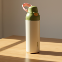 Bouteille d'eau isotherme portable en acier inoxydable de 24 oz sans BPA, double usage (à boire directement et avec paille), bouteille de sport