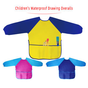 HCHWENH Kids Art Kittel Zeichnung Schürze Langarm wasserdichte Mal schürze mit drei Taschen - Product Image 5