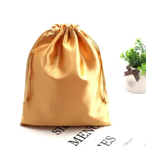 Wholesale Drawstring Hair Packing Extension Wig Bag Satin Pouch Custom Promotion Gift Lingerie Storage Slik Bag