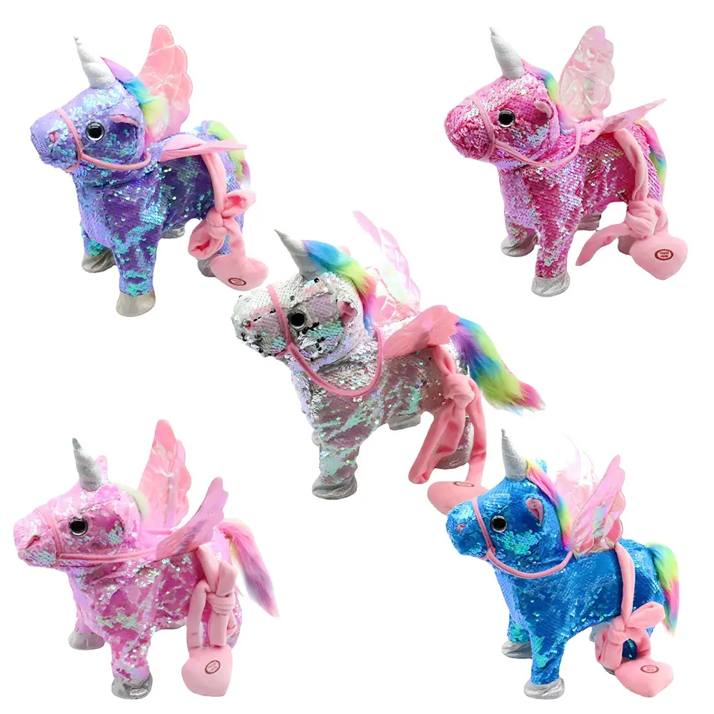 Plush Toys Cartoon Walking Unicorn Customized Stuffed Animal Dolls Cute Soft ODM OEM Children Gifts