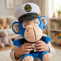 Peluche singe de dessin animé personnalisée de haute qualité avec logo de marque, jouet en peluche rembourré en coton PP, unisexe, promotionnel pour entreprises