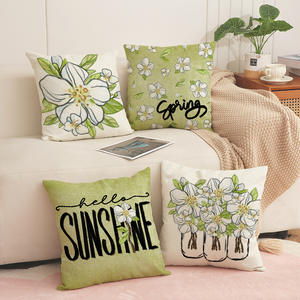 2025 nueva primavera Lino letra impresa sofá funda de <span class=keywords><strong>almohada</strong></span> fresca pequeña planta flores <span class=keywords><strong>almohada</strong></span> <span class=keywords><strong>inclinada</strong></span> para uso doméstico - Product Image 1
